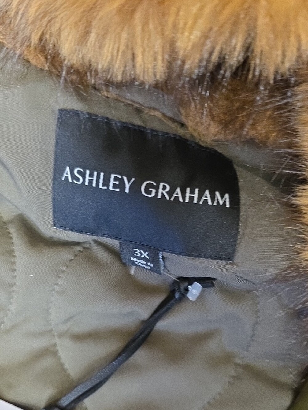 Ashley Graham Faux Leather Bomber Moto Jacket Fur Collar Olive Size 3X NEW - Picture 9 of 16